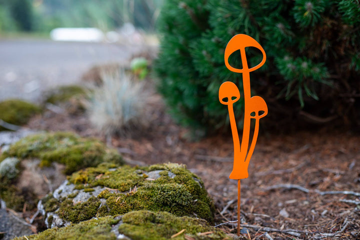 Bright Painted Metal Mushroom Pick