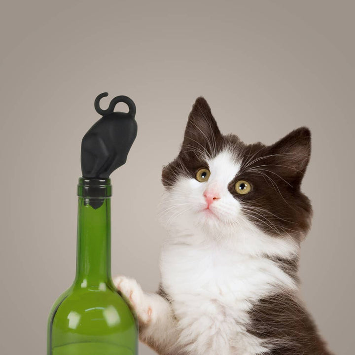 Stop Kitty - Black Cat Bottle &amp; Wine Stopper