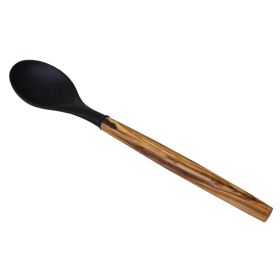 Silicone Round Spoon with Olive Wood Handle - 12"