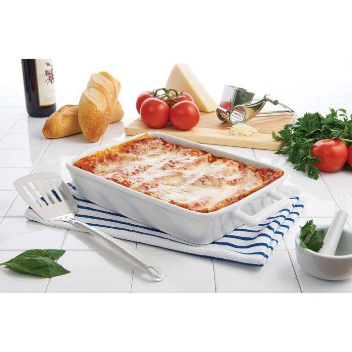 HIC Kitchen Lasagna Pan With Handles, White