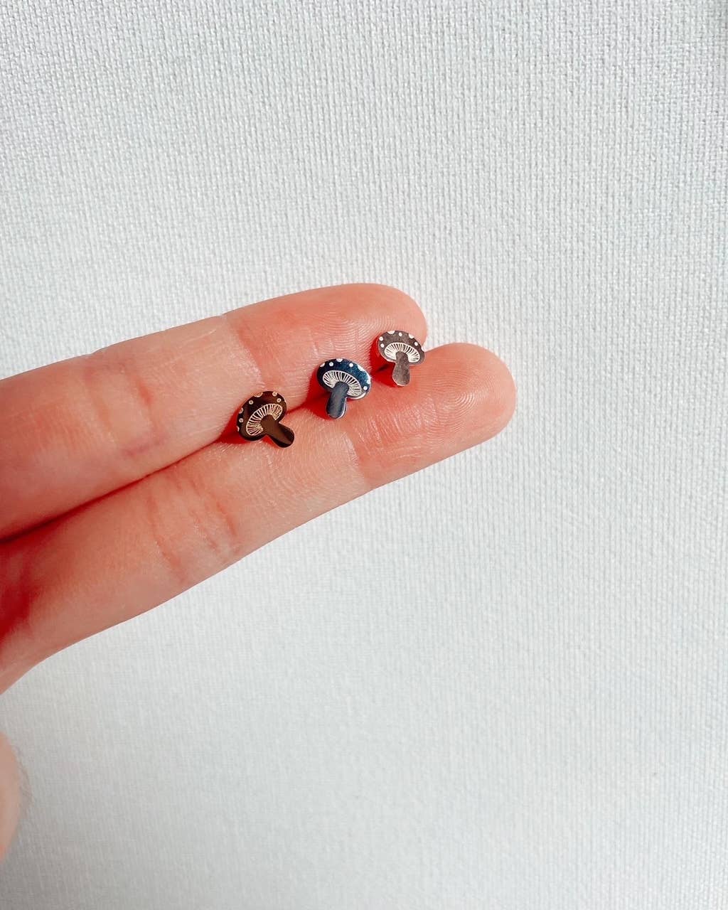 Groovy Mushrooms Earring Studs: 18k Rose Gold Plated