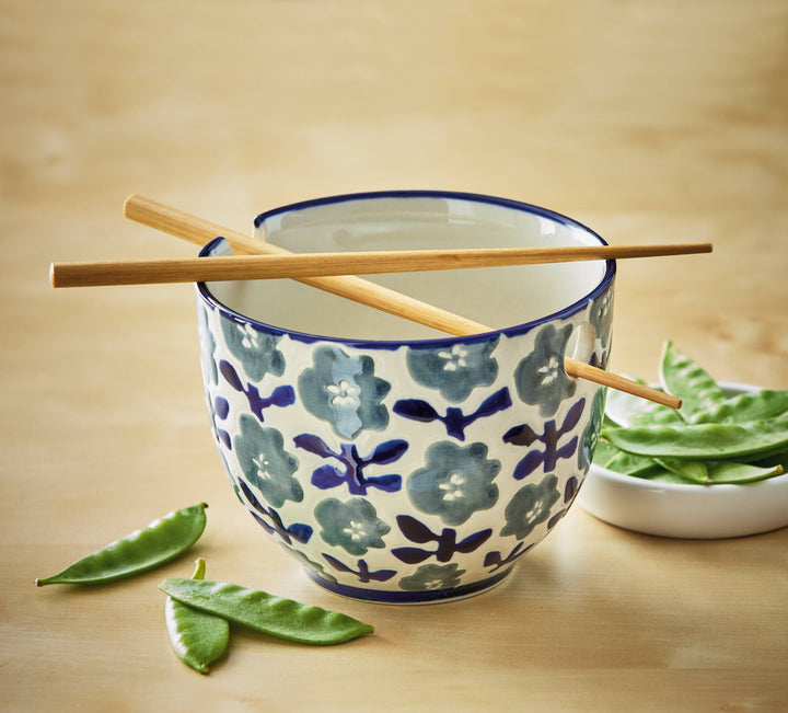 Hana Noodle Bowl Blue Stoneware Everyday