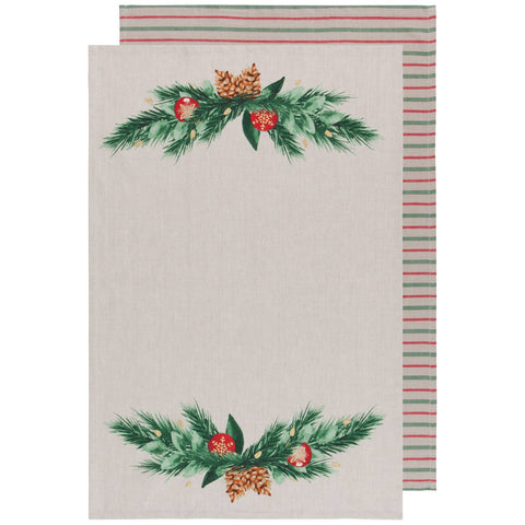 Deck The Halls Christmas Coordinated Dishtowels Set of 2