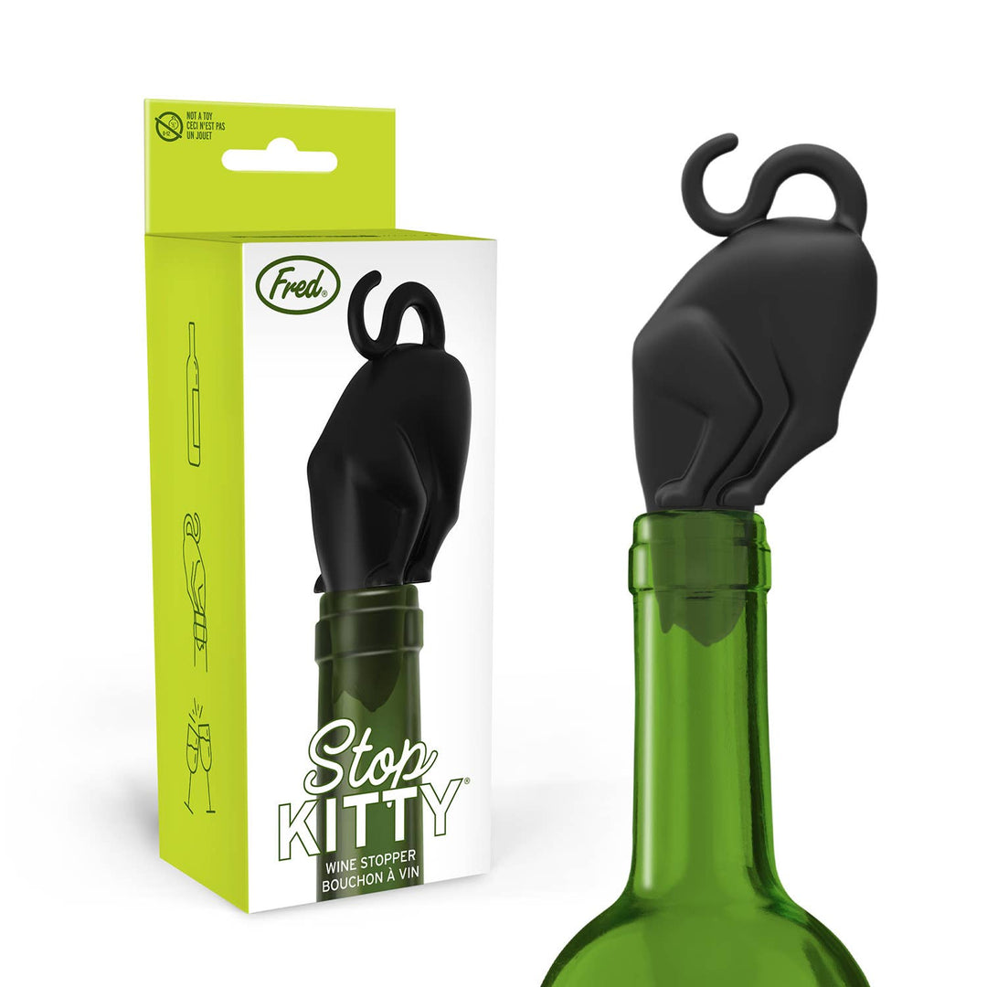 Stop Kitty - Black Cat Bottle &amp; Wine Stopper
