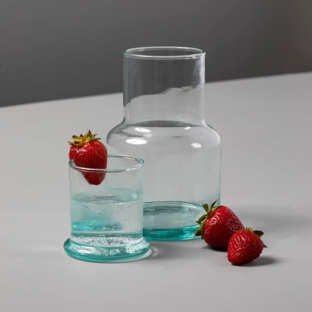 Recycled Glass Bedside Carafe &amp; Tumbler Set
