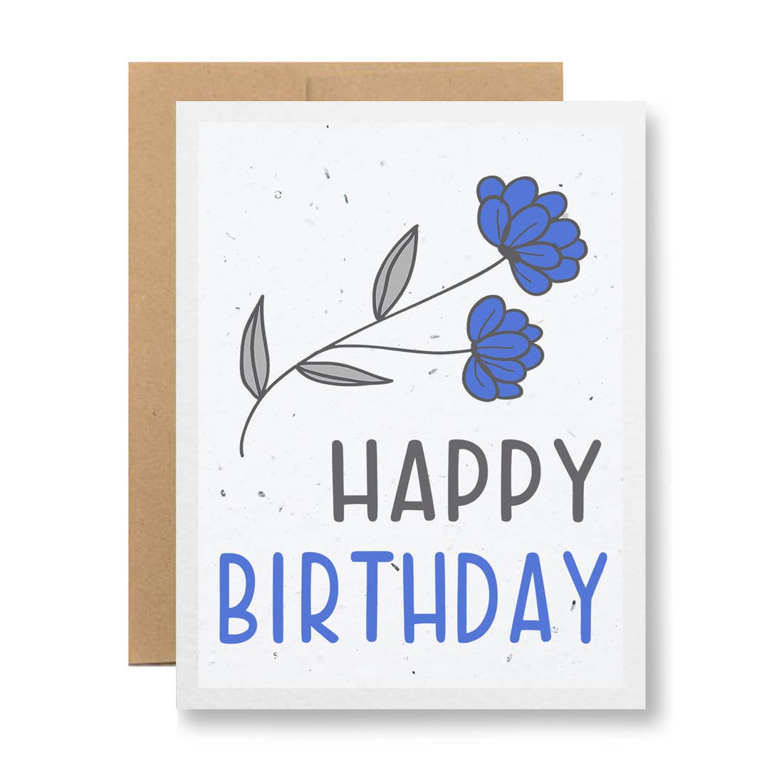 Seed Paper Greeting Card - Happy Birthday: Purple