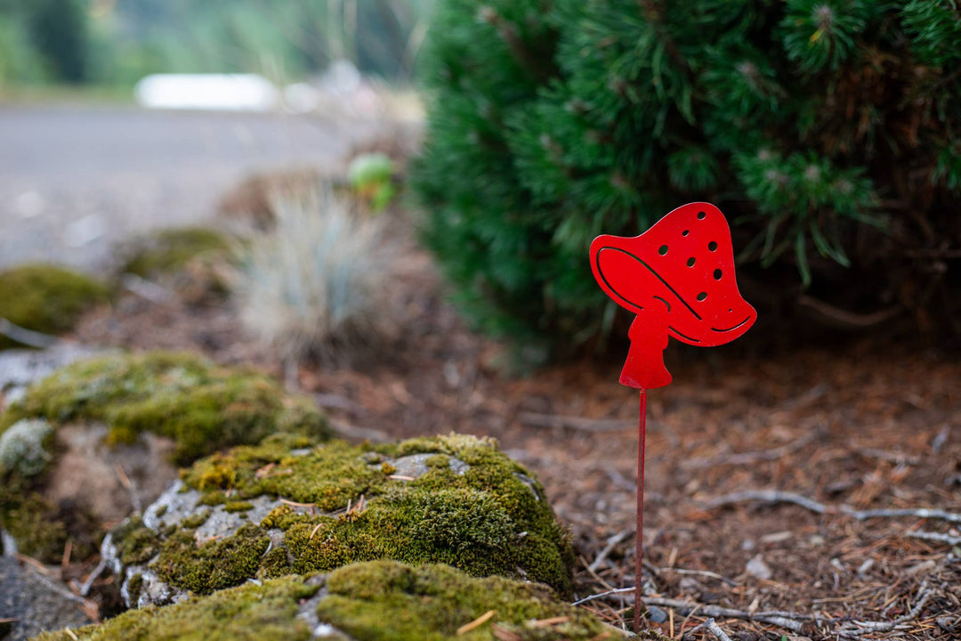 Bright Painted Metal Mushroom Pick