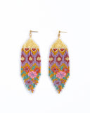 Beaded Handwoven Huipil Fringe Earrings (Warmed Earth)