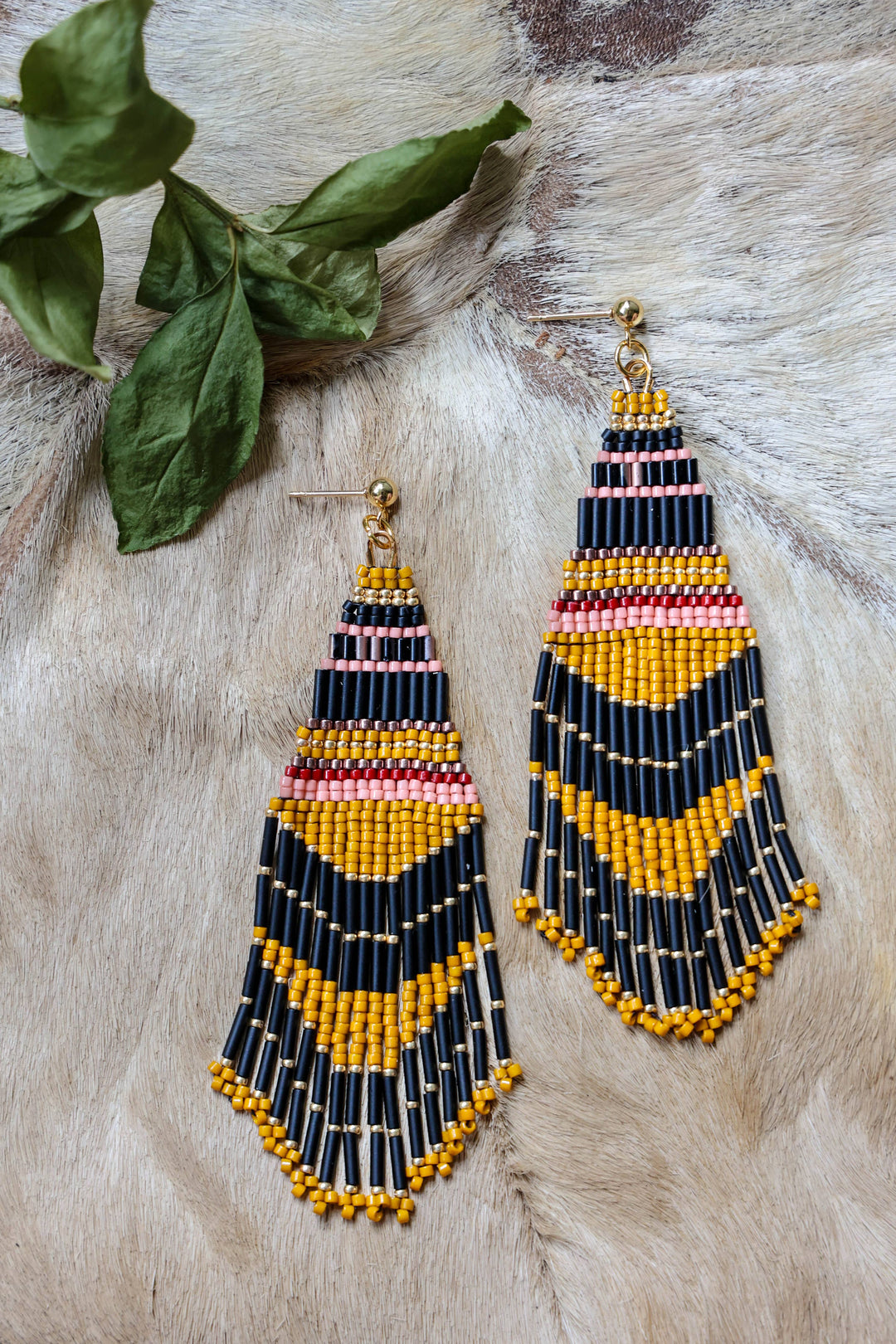 Beaded Handwoven Embellished Woodland Earrings (Midnight)