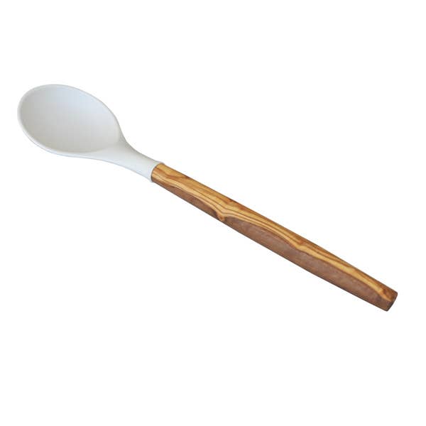 Silicone Round Spoon with Olive Wood Handle - 12"