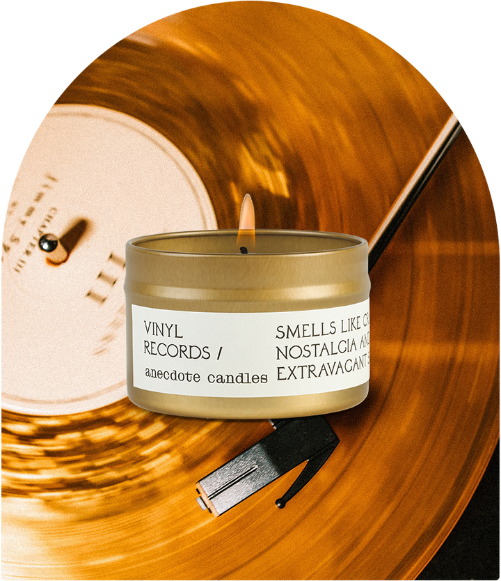 Vinyl Records (Black Oud) Candle: 7.8 oz Glass Jar