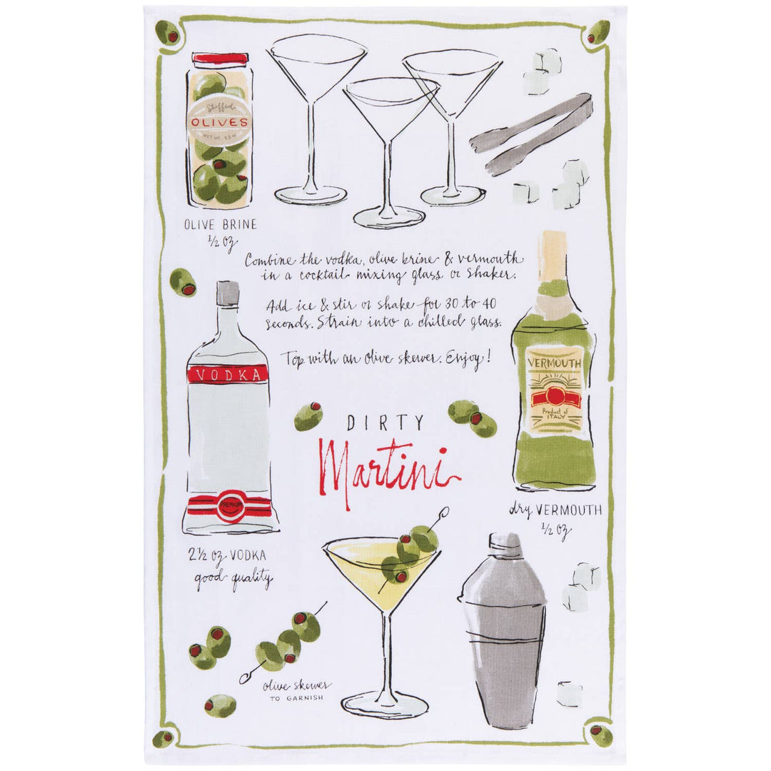 Martini Recipe Illustrated Dishtowel