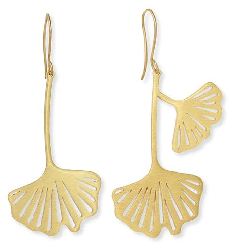 Amelia Ginkgo Leaf Brass Earrings