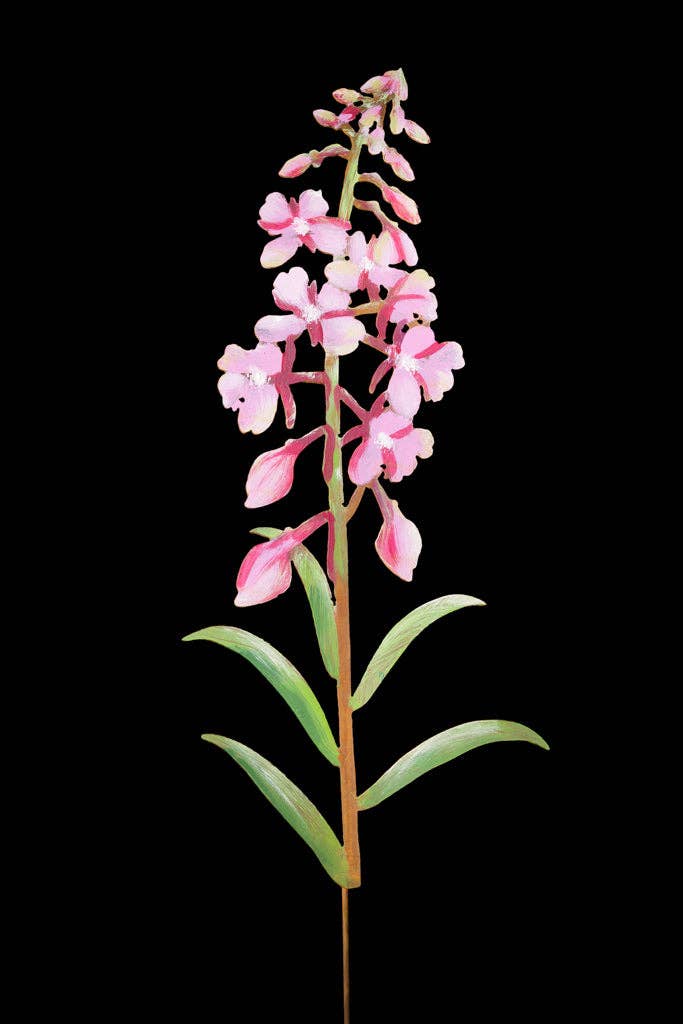 Fireweed Flower Painted Pick -Metal Silhouette Garden Yard