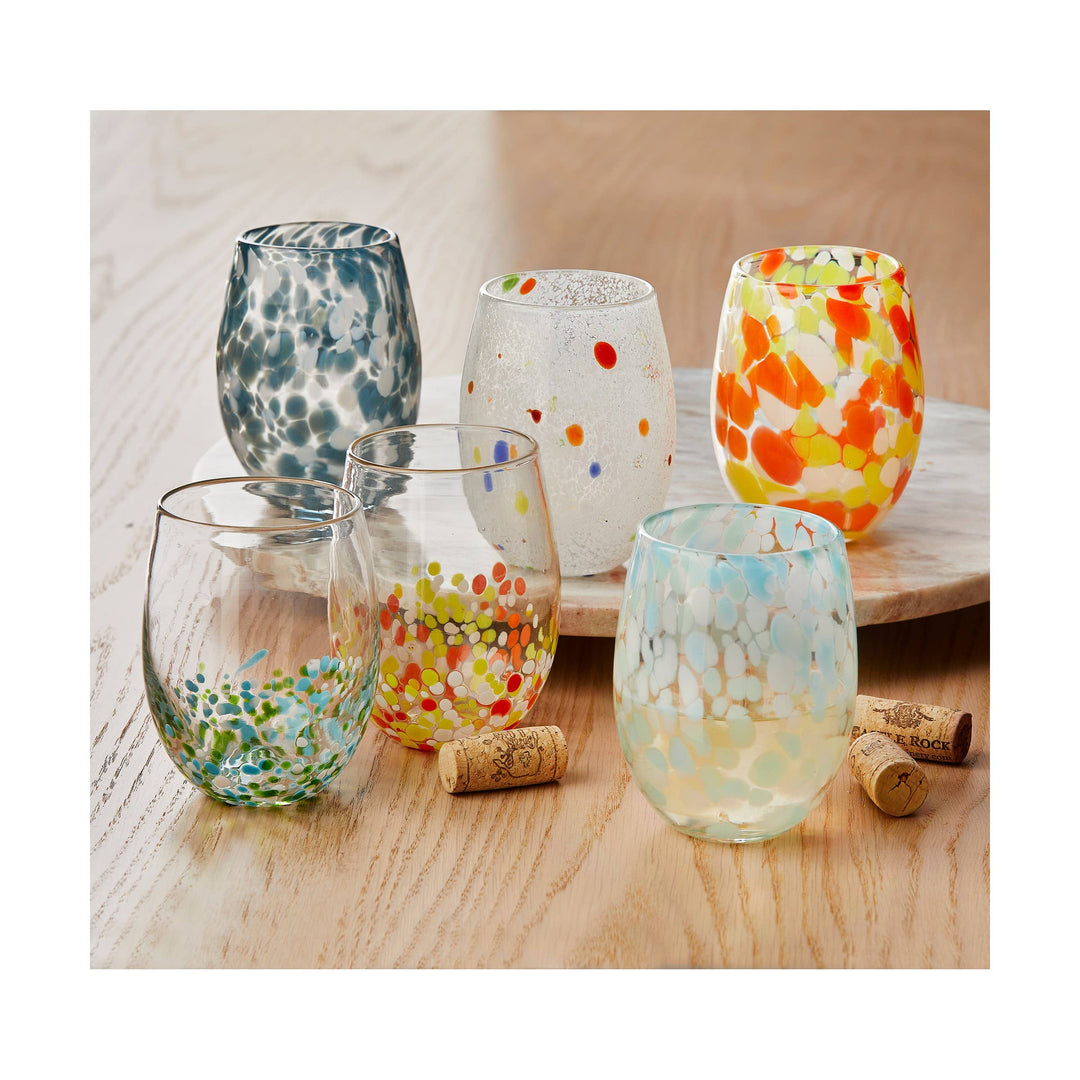 Confetti Stemless Wine Glass WhiteWhite Glass Everyday