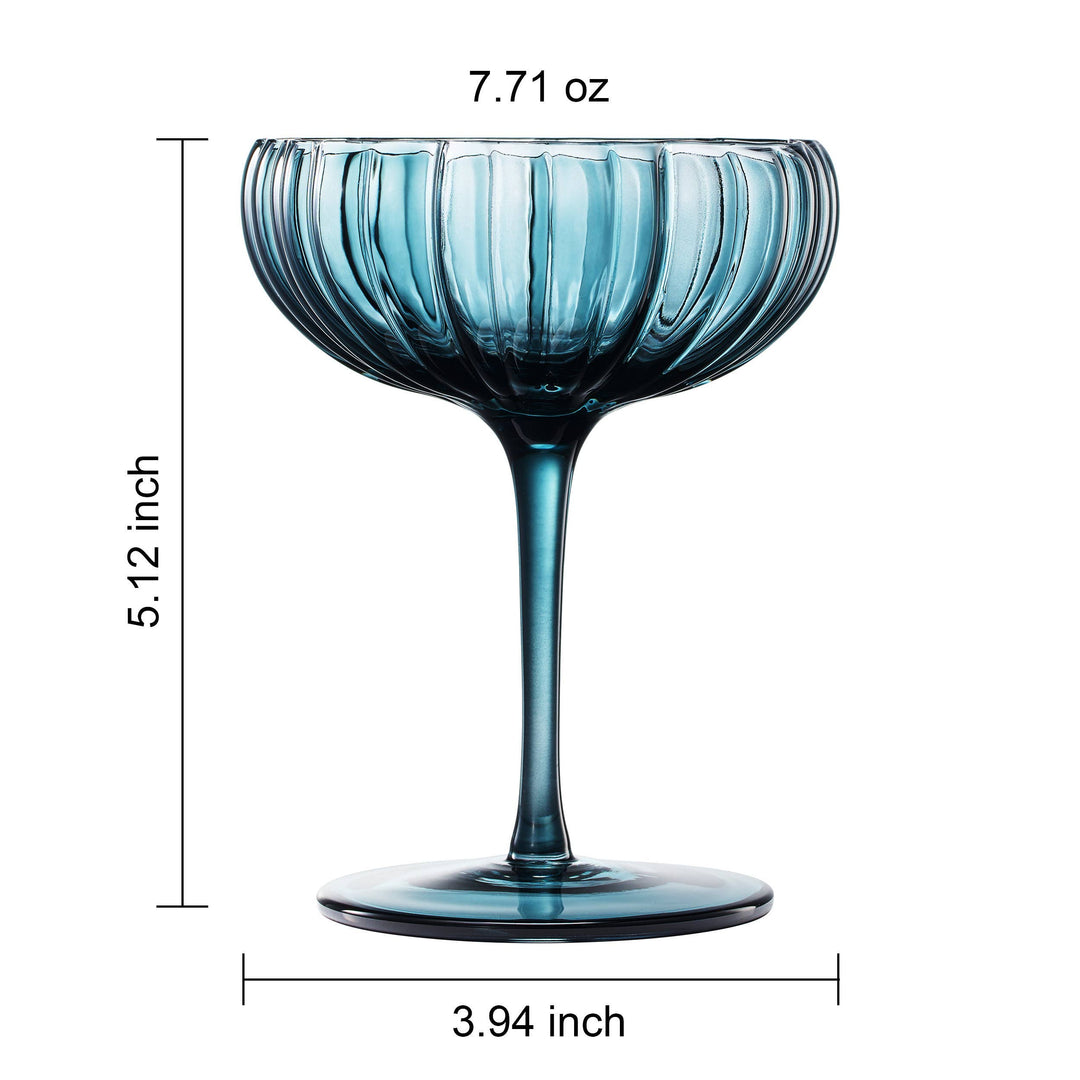 Flower Coupe Cocktail Colored Glass