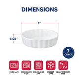 Porcelain Creme Brulee Dish – 5in Round Fluted Ramekin