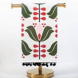 Lotus Mid Century Modern Flower Kitchen Tea Towel