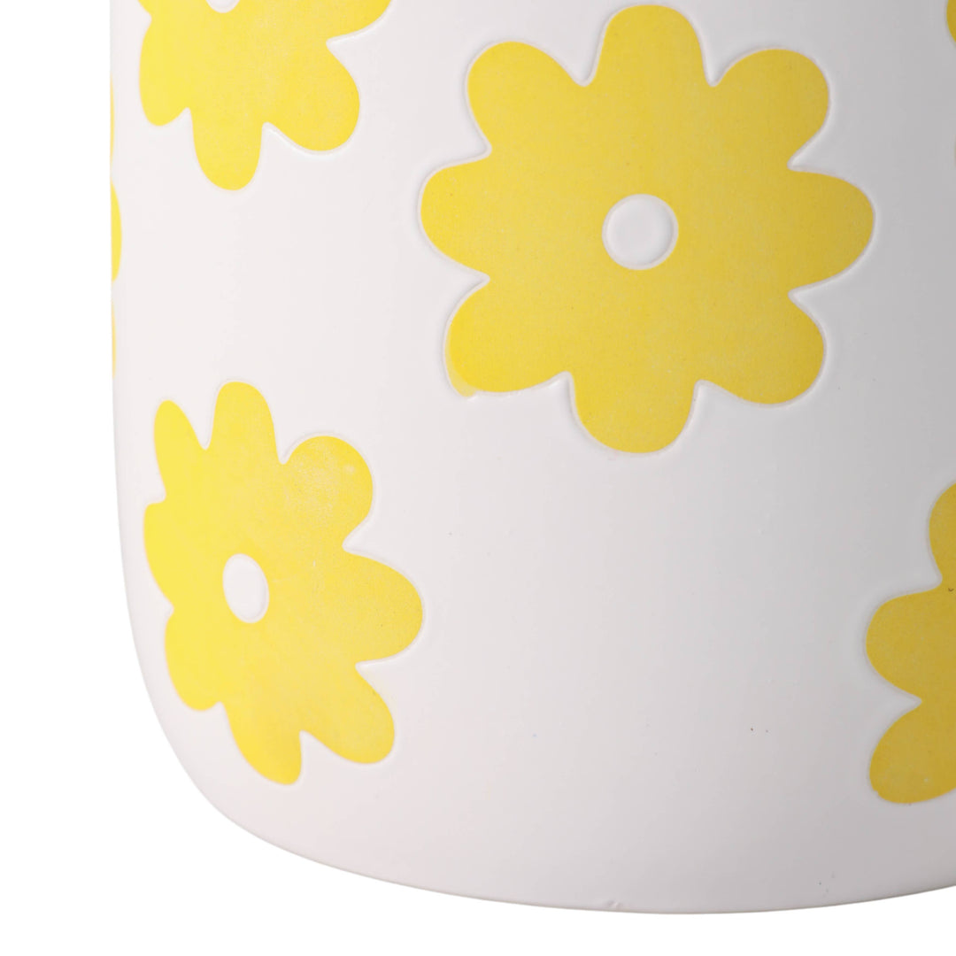Ceramic Raised Flower Power Planter - White, 6 in.