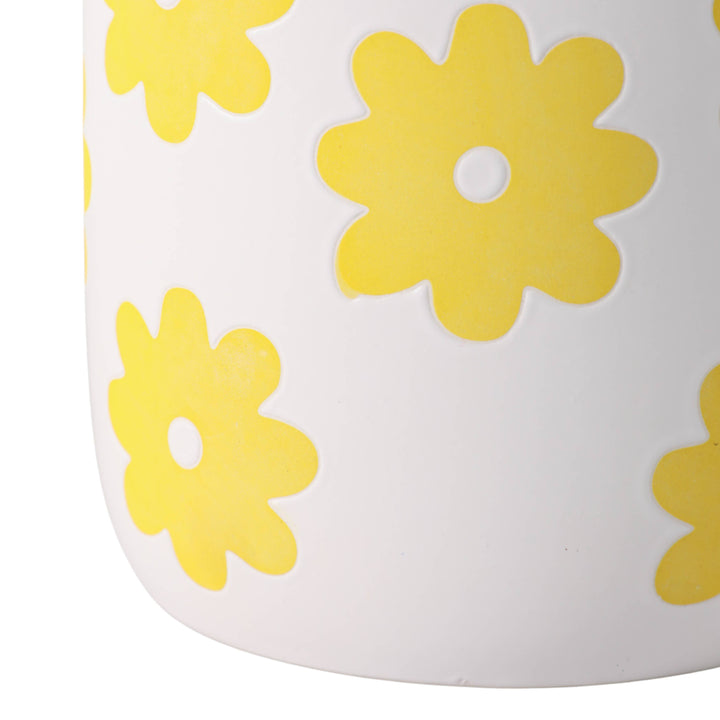 Ceramic Raised Flower Power Planter - White, 6 in.