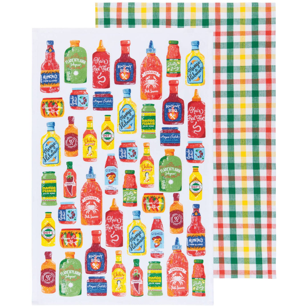 Hot Sauce Graphics Dishtowels Set of 2