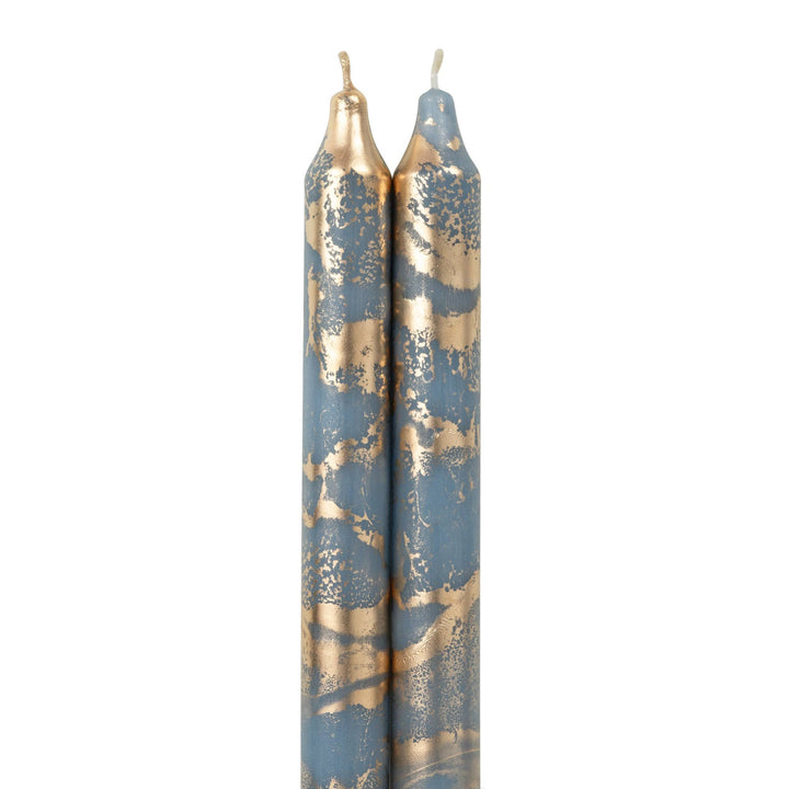 12" Decorative Taper Candles 2pk: Pistachio w/ Gold