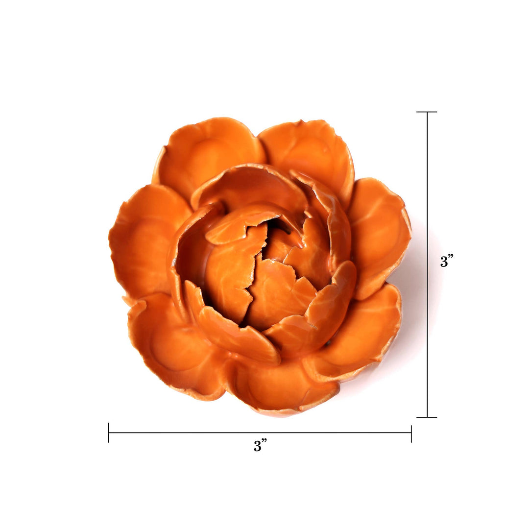 Ceramic Faux Flowers Succulents For Tabletop Or Wall Hangin: Peony Orange