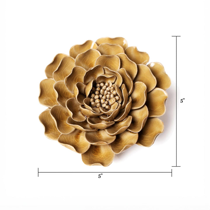 Hand Made Ceramic Wall Flower: Caramel