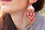 Beaded Handwoven Huipil Fringe Earrings (Warmed Earth)