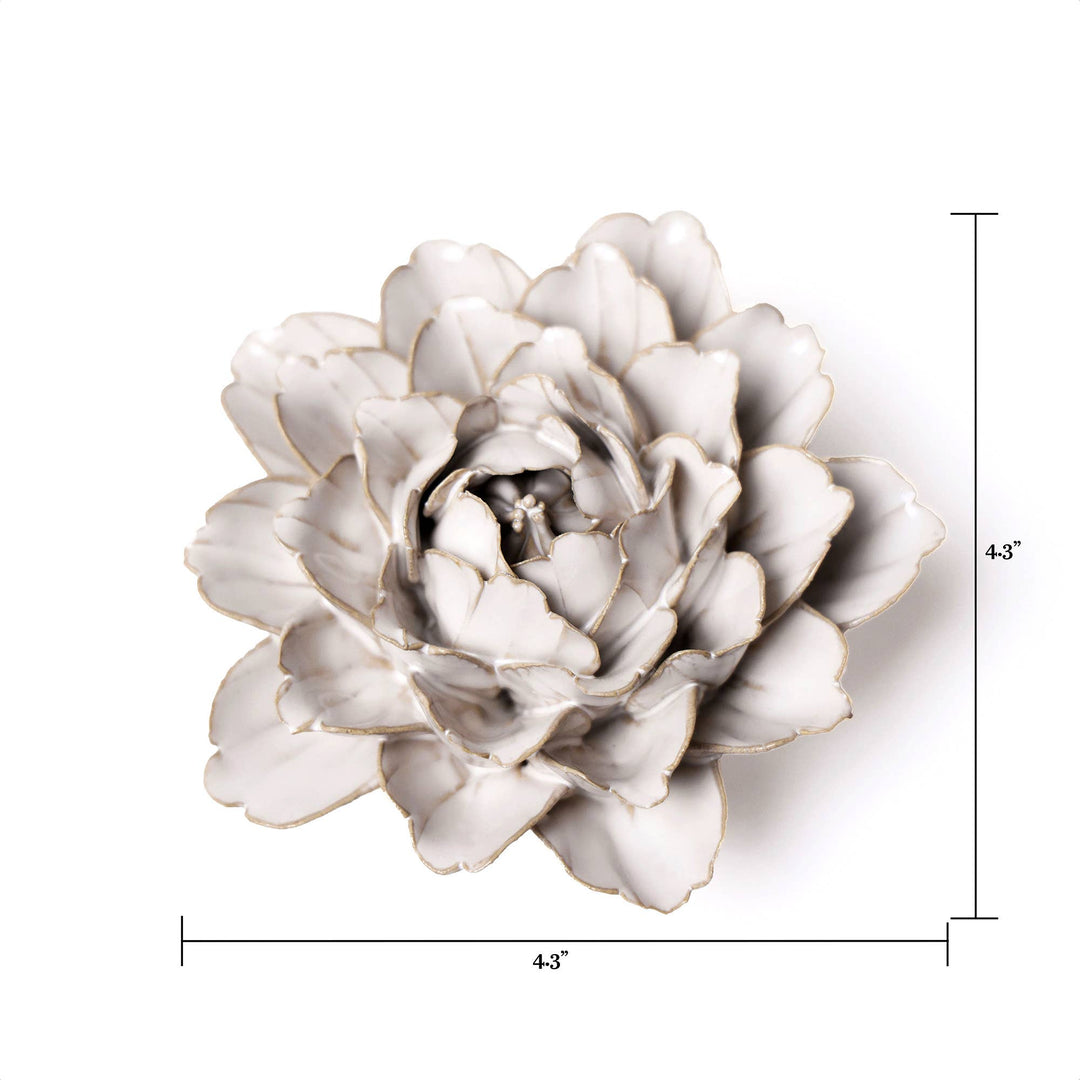 White Ceramic Flower Hanging: Pearl Zinnia