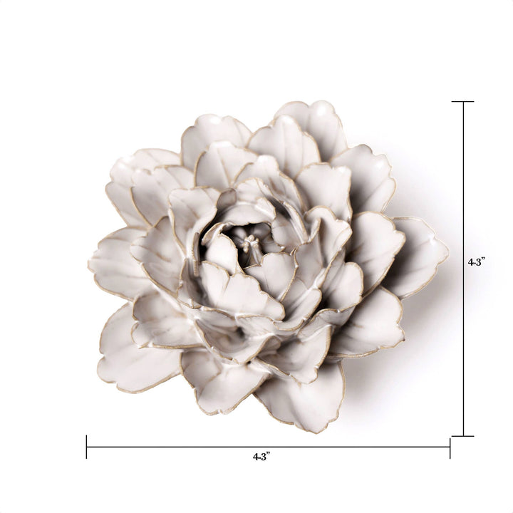 White Ceramic Flower Hanging: Pearl Zinnia