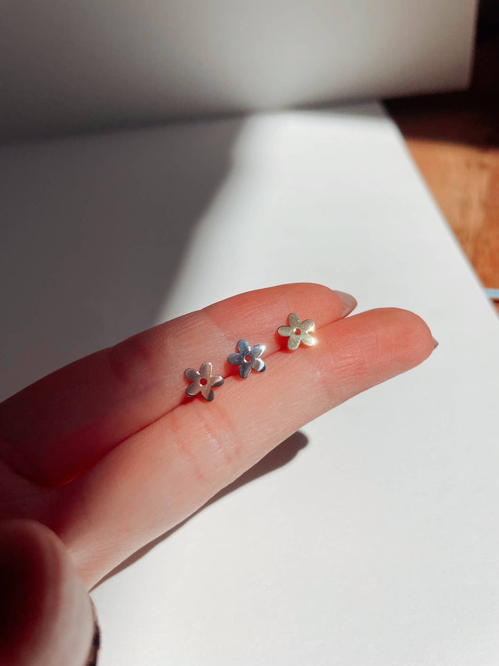 Dainty Little Tiny Things "Funky Flowers" Studs: 18k Rose Gold Plated