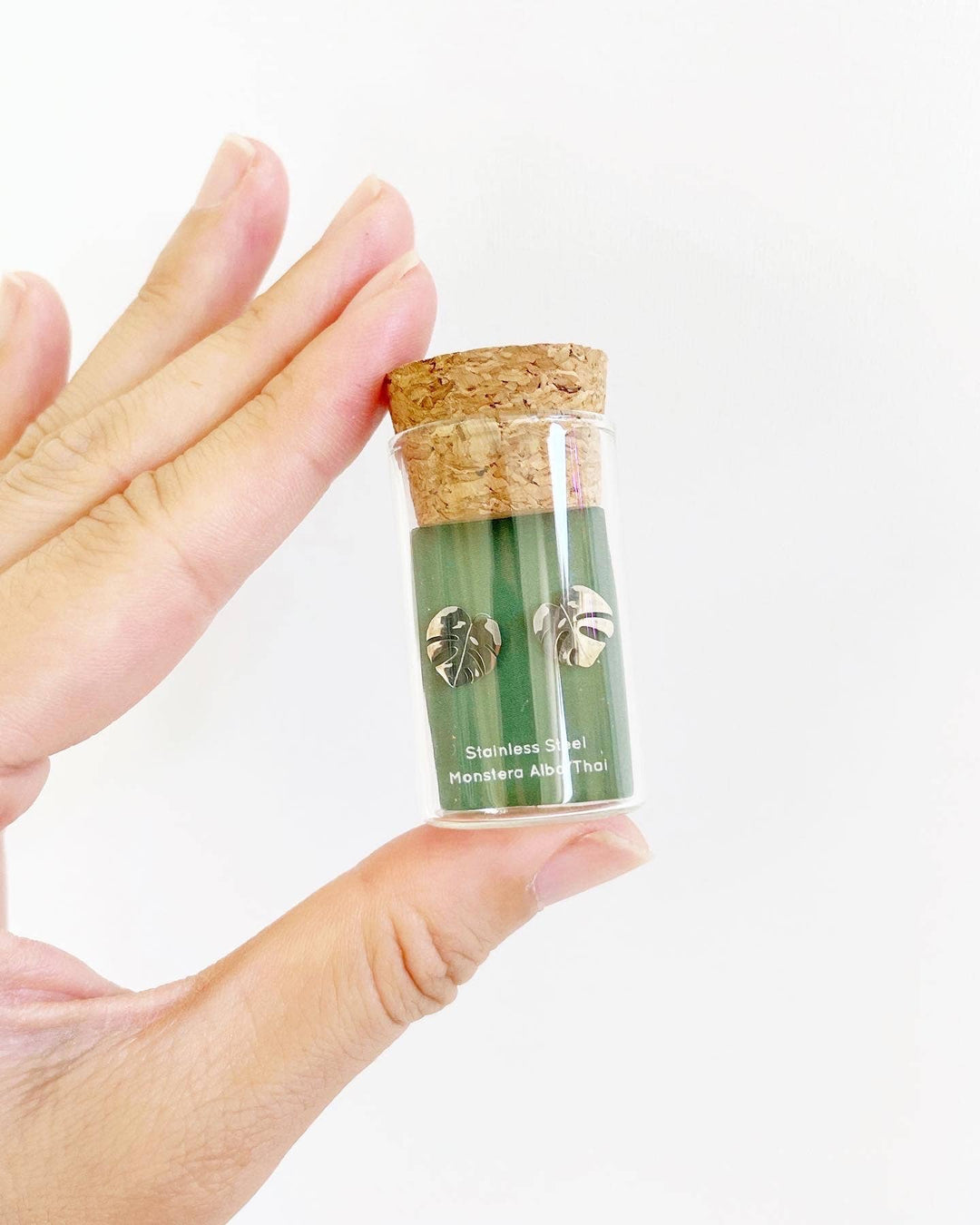 Monstera Albo &amp; Thai Constellation Plant Studs: Stainless Steel