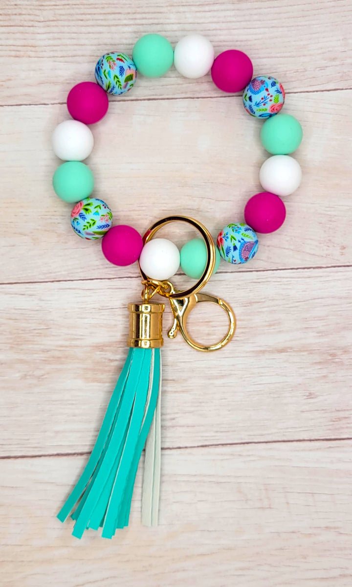A4 Rose Bird Silicone Wristlet Keychain