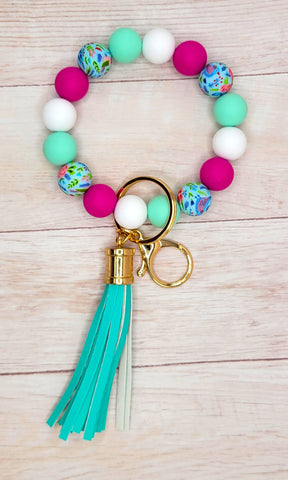 A4 Rose Bird Silicone Wristlet Keychain