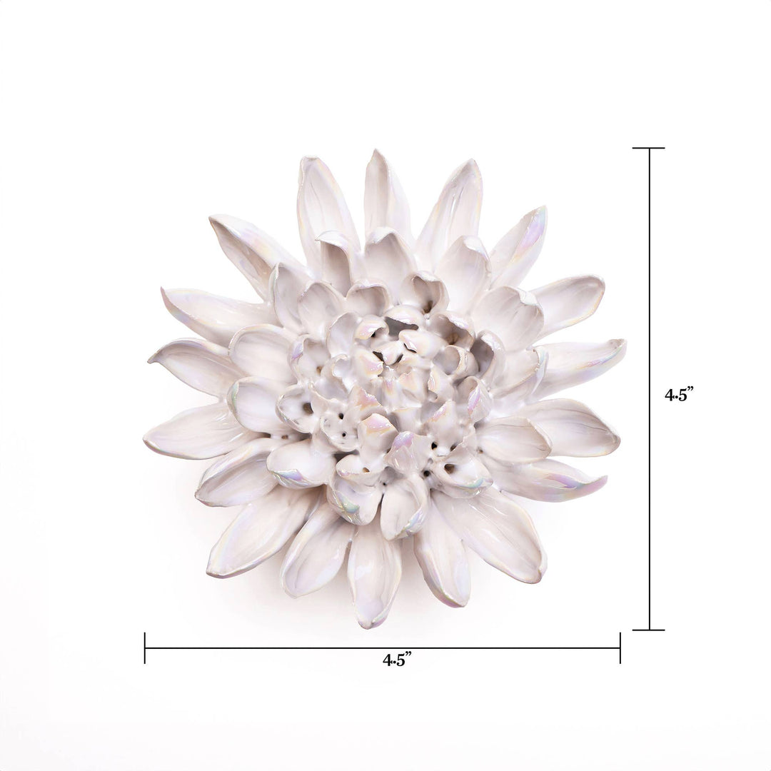 White Ceramic Flower Hanging: Pearl Zinnia