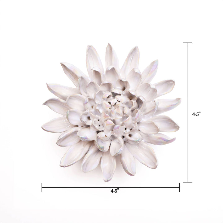 White Ceramic Flower Hanging: Pearl Zinnia