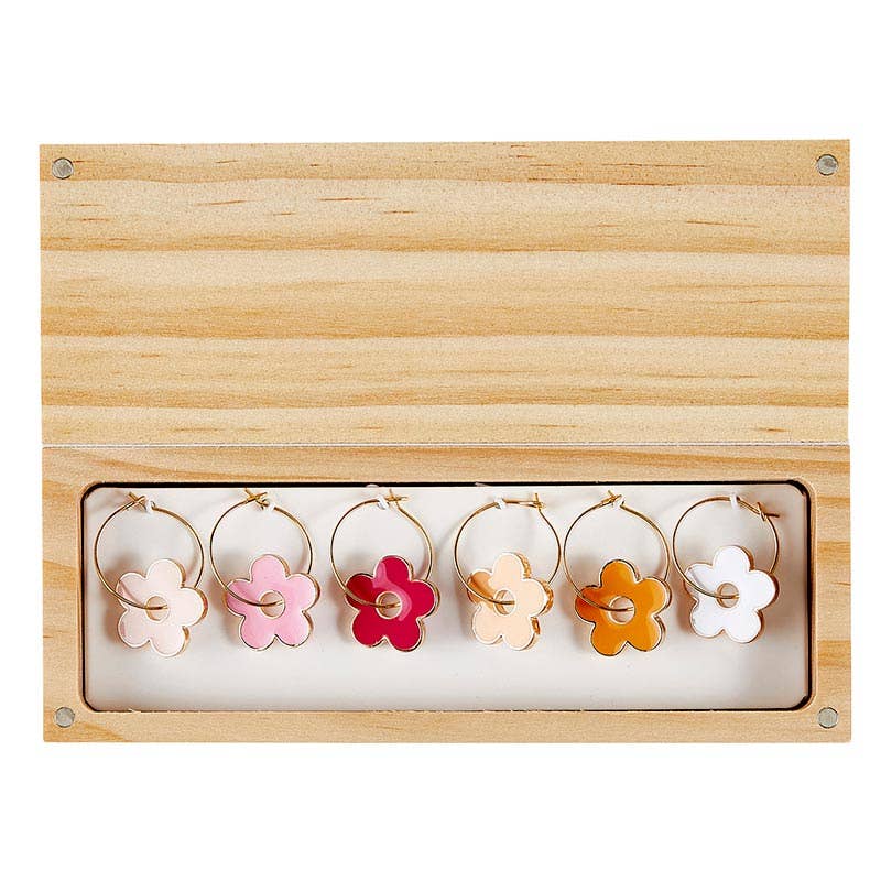 Wine Charms in Wood Box - Charmed - Set of 6
