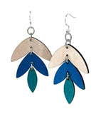 Three Piece Earrings: Natural Wood, Royal Blue, Aqua Marine