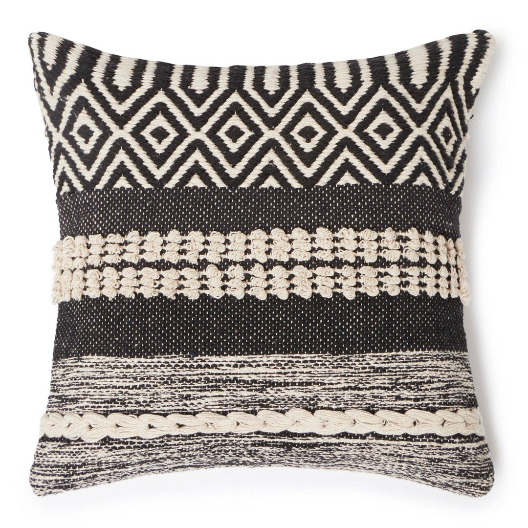 REDEARTH Textured Throw Pillows. 100% Cotton Char Delineate Black. 18" x 18"