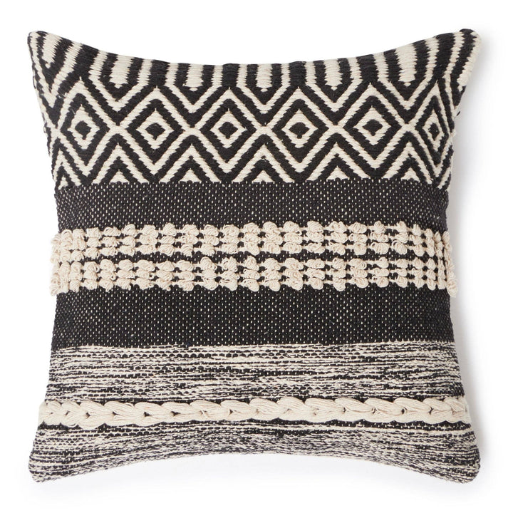 REDEARTH Textured Throw Pillows. 100% Cotton Char Delineate Black. 18" x 18"