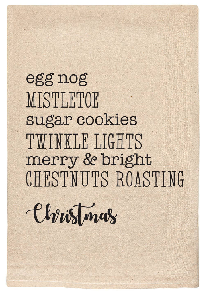 Holiday "Egg Nog, Mistletoe ... Christmas" Kitchen Towel