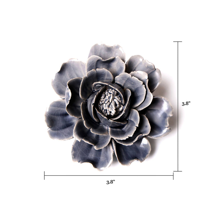 Ceramic Faux Flowers Succulents For Tabletop Or Wall Hangin: Peony Orange