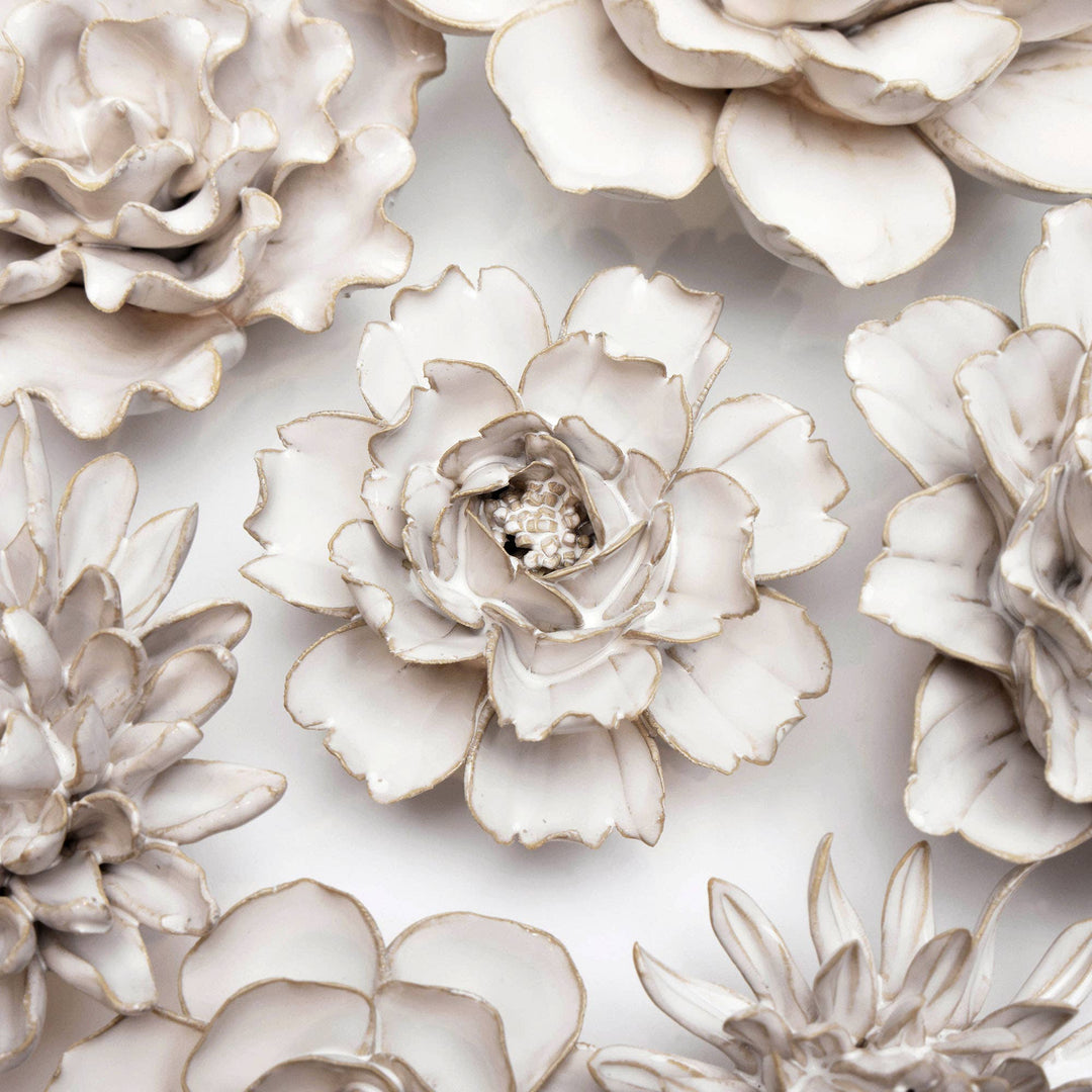 White Ceramic Flower Hanging: Pearl Zinnia