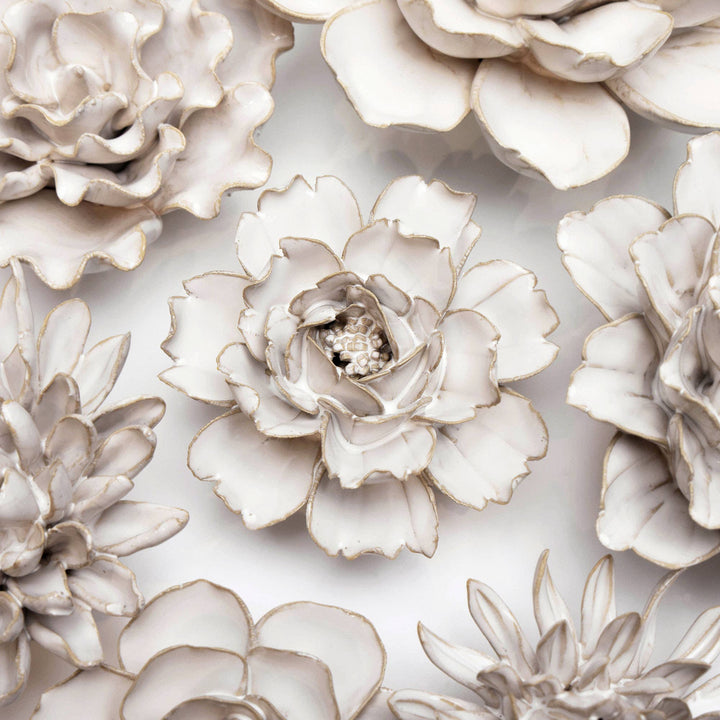 White Ceramic Flower Hanging: Pearl Zinnia