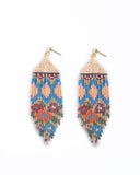 Beaded Handwoven Huipil Fringe Earrings (Warmed Earth)