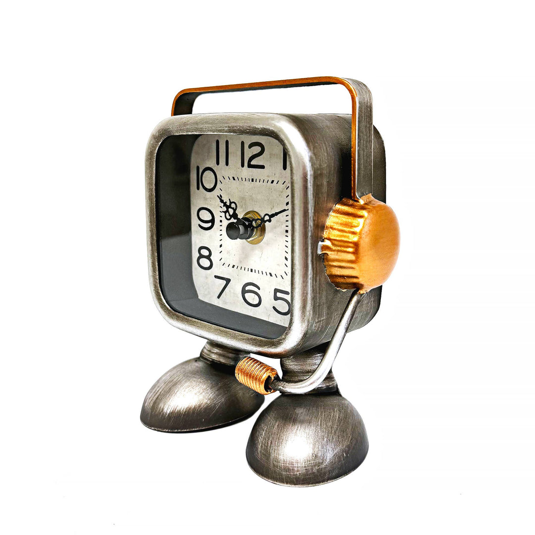 Silver Robot Table Clock