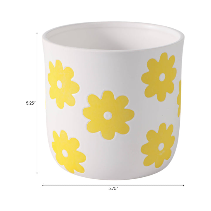 Ceramic Raised Flower Power Planter - White, 6 in.