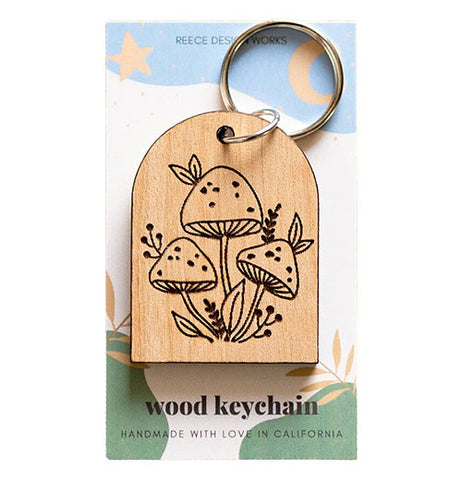 Mushroom Arch Wood Keychain