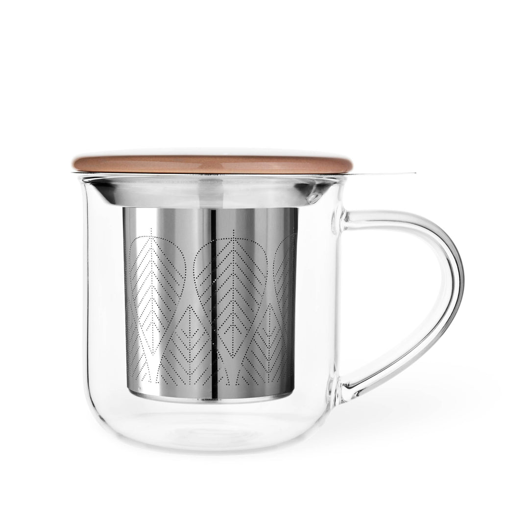 Glass Mug &amp; Porcelain Lid w/ Infuser - Minima™ Eva: Powder Brown